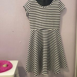 Girls Black and White Stripped Dress